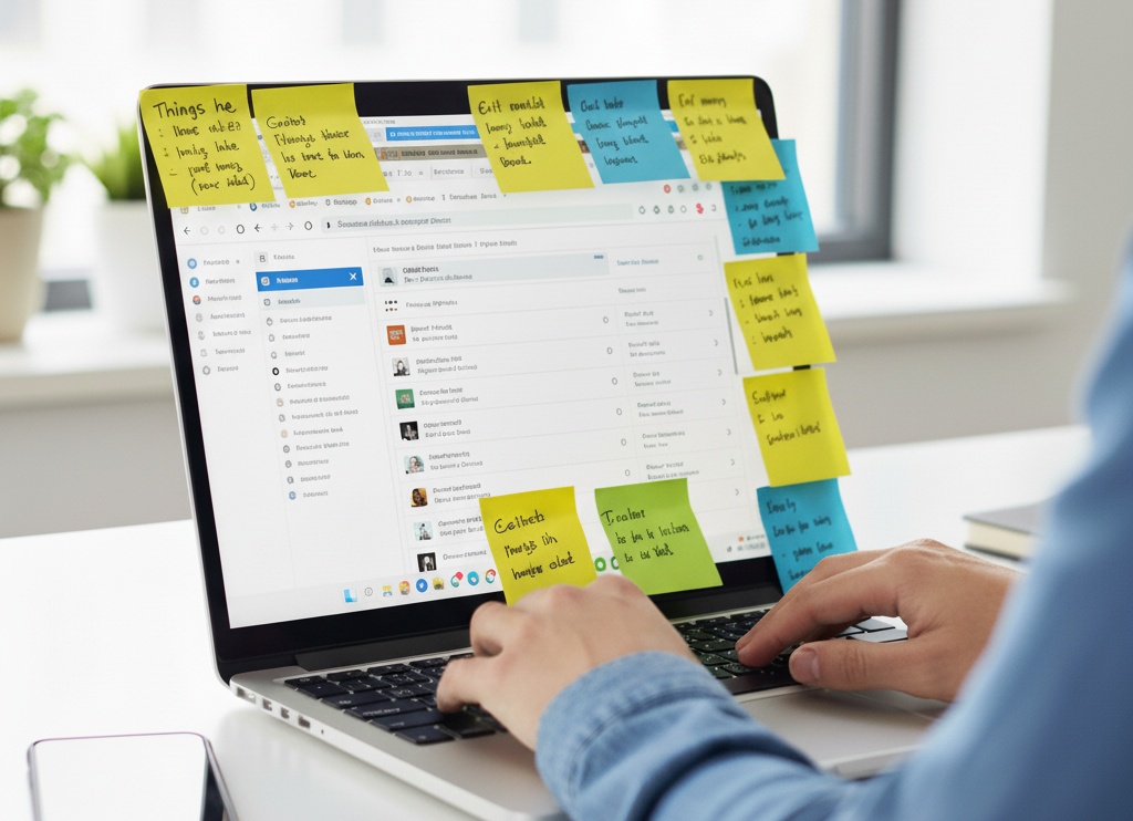 メモだらけのパソコン作業