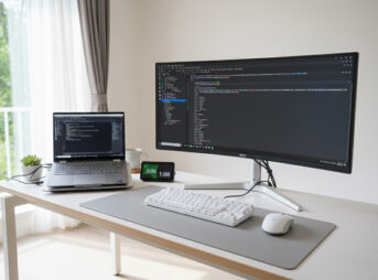 ノートパソコンと外部ディスプレイ